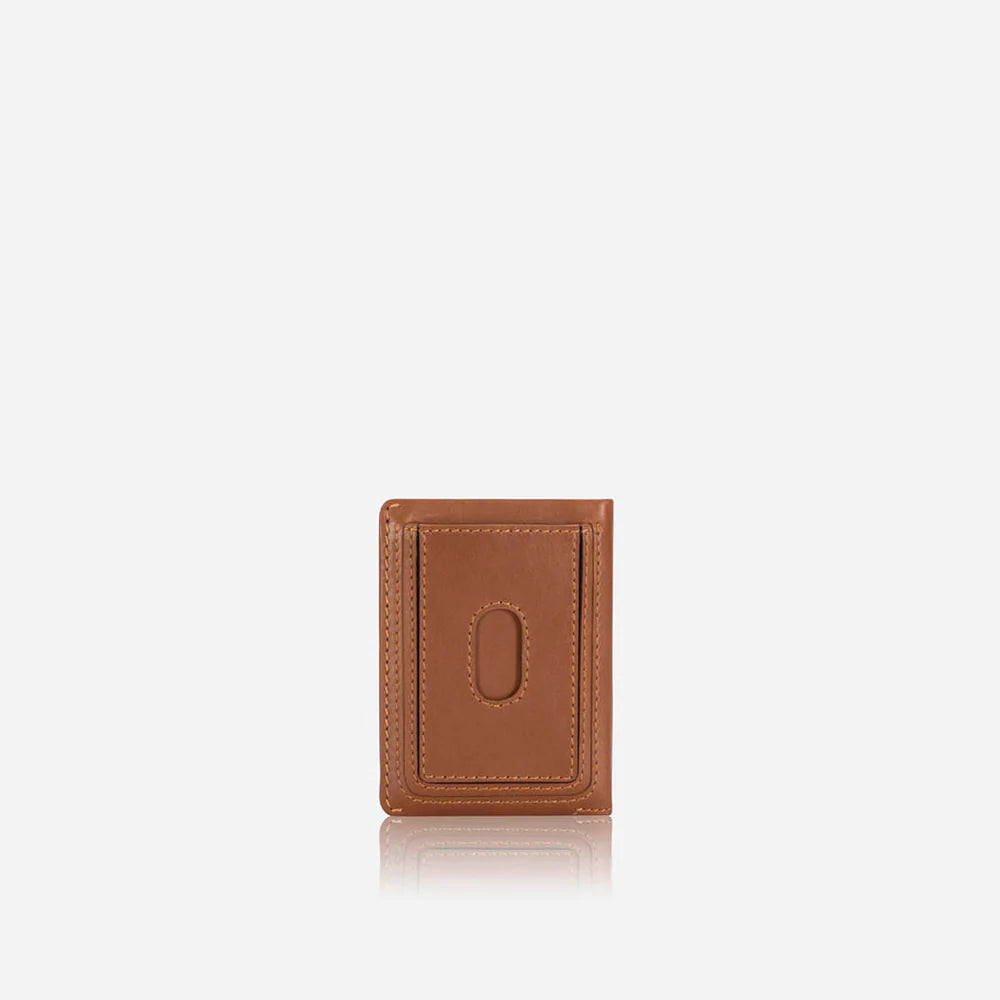 Slim Elasticated Leather Card Holder - Tan