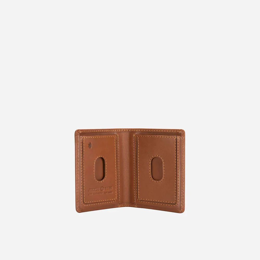 Slim Elasticated Leather Card Holder - Tan