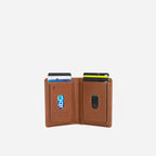 Slim Elasticated Leather Card Holder - Tan