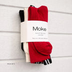 Moke: Lily Wool Blend Socks - Black/ Cream/ Cherry Tomato