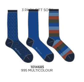 Ben Sherman 3 Box Socks - Blue Mix