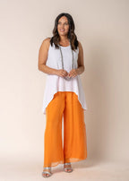 Gia Silk Pants in Sunset Orange