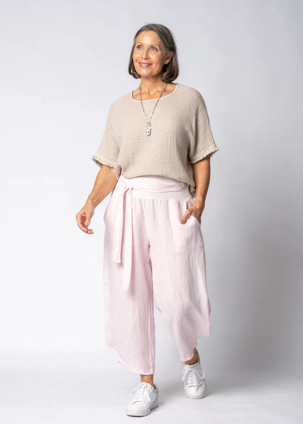Addison Linen Pant in Modena Pink