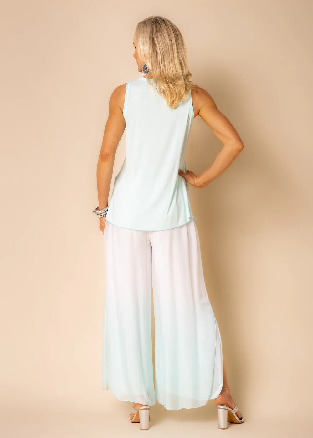 Nura Silk Pants in Aqua  Mist