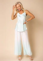 Nura Silk Pants in Aqua  Mist