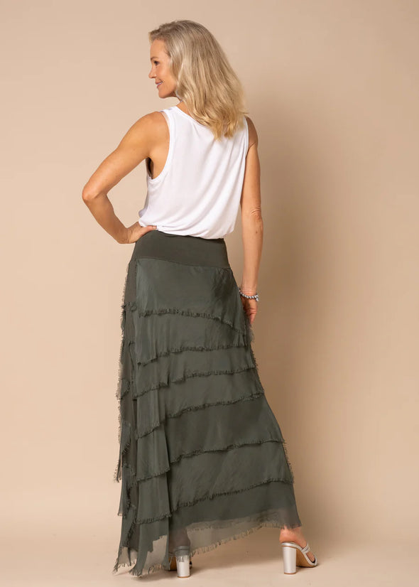 Fifi Silk Skirt in Khaki