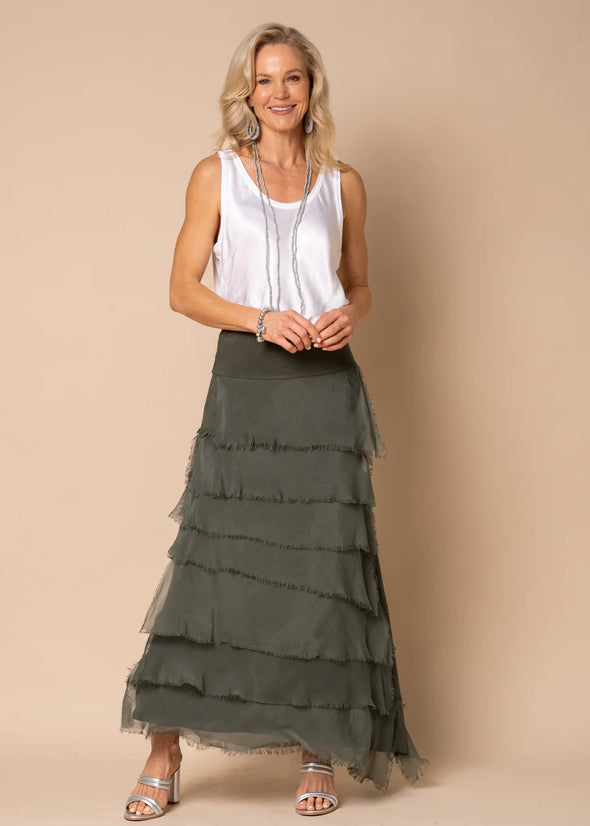 Fifi Silk Skirt in Khaki