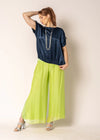 Gia Silk Pants in Lime Splice