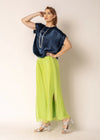 Gia Silk Pants in Lime Splice