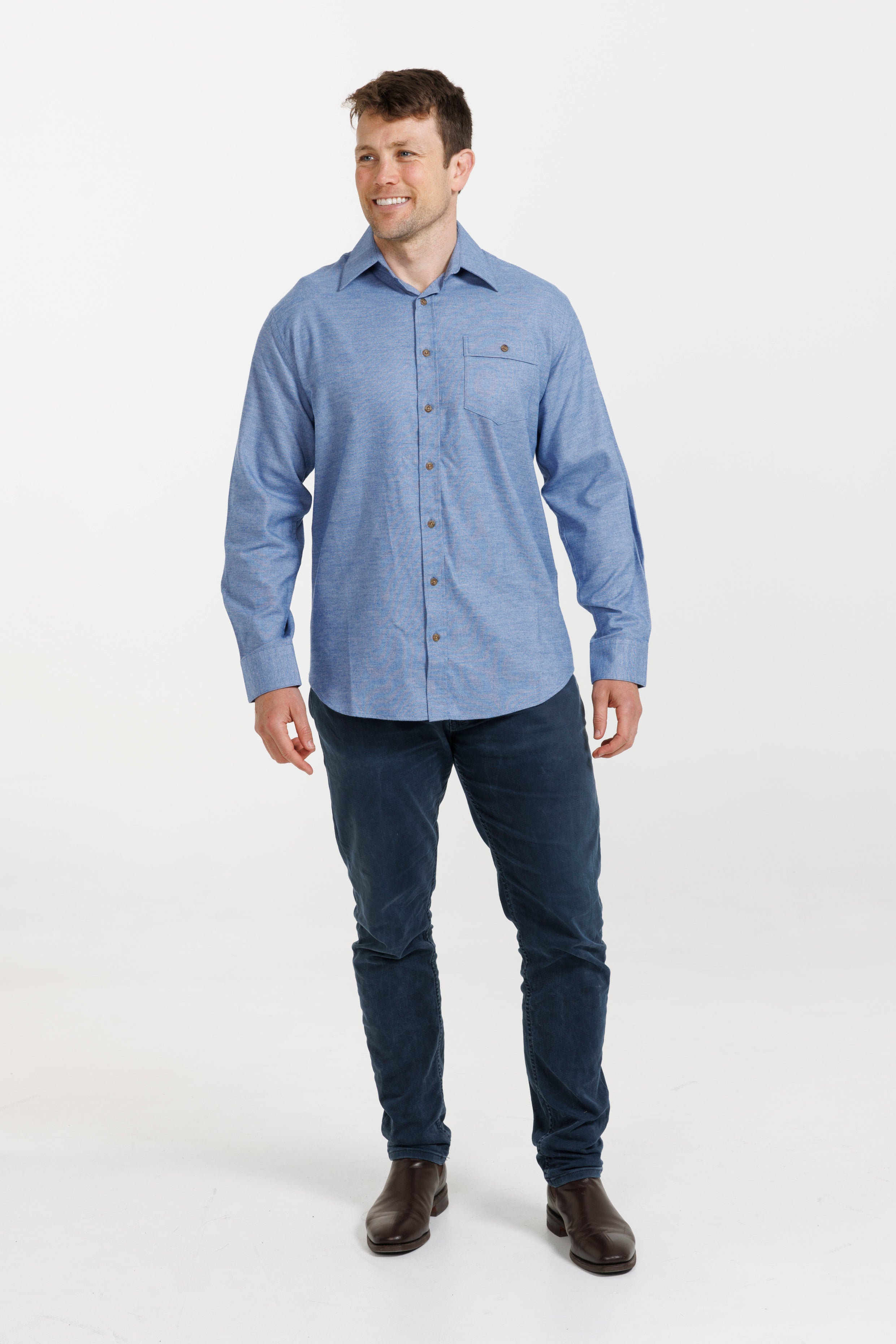 Vonnella Long Sleeve Shirt: Office Denim - Navy