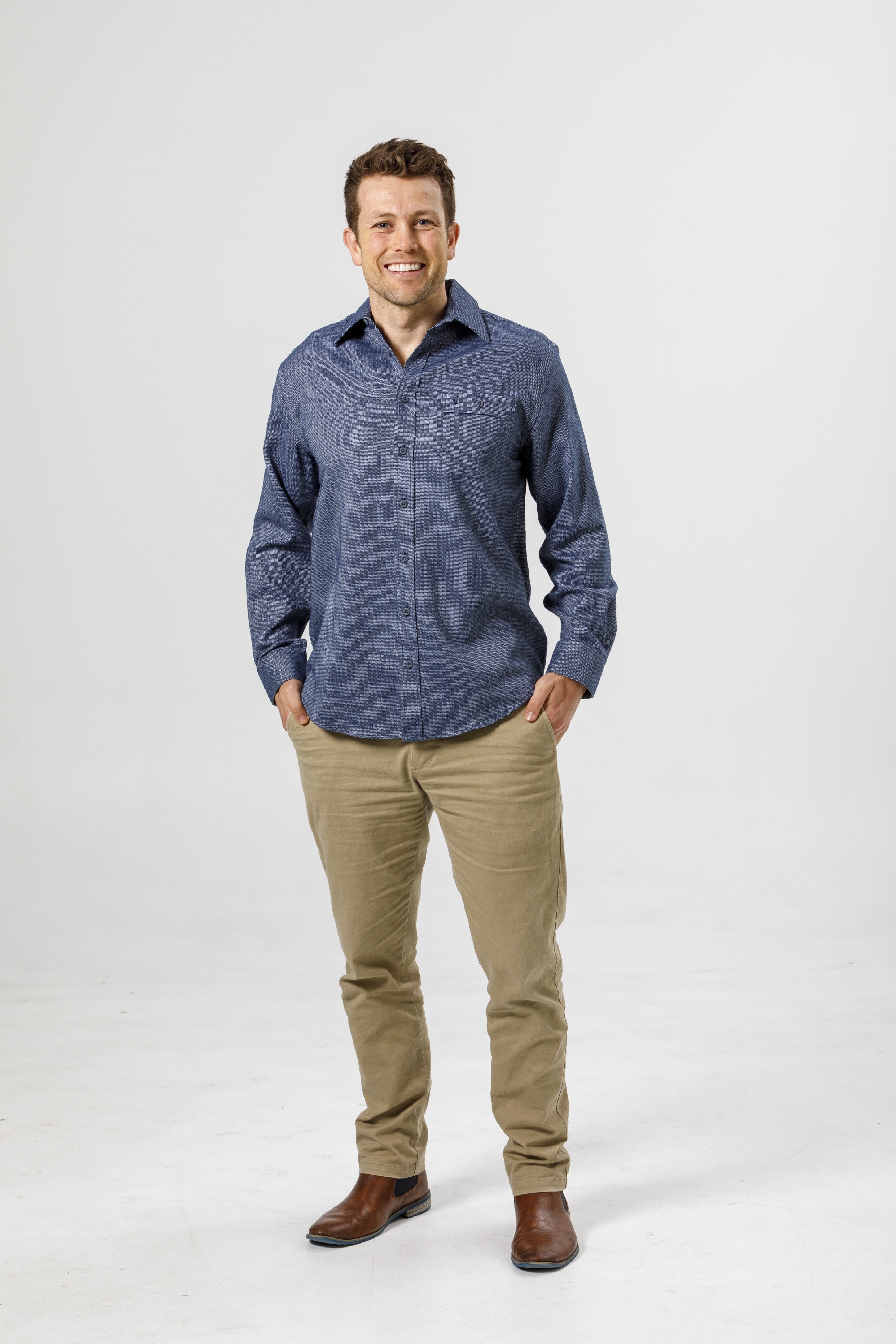 Vonnella Long Sleeve Shirt: Shark skin - Navy