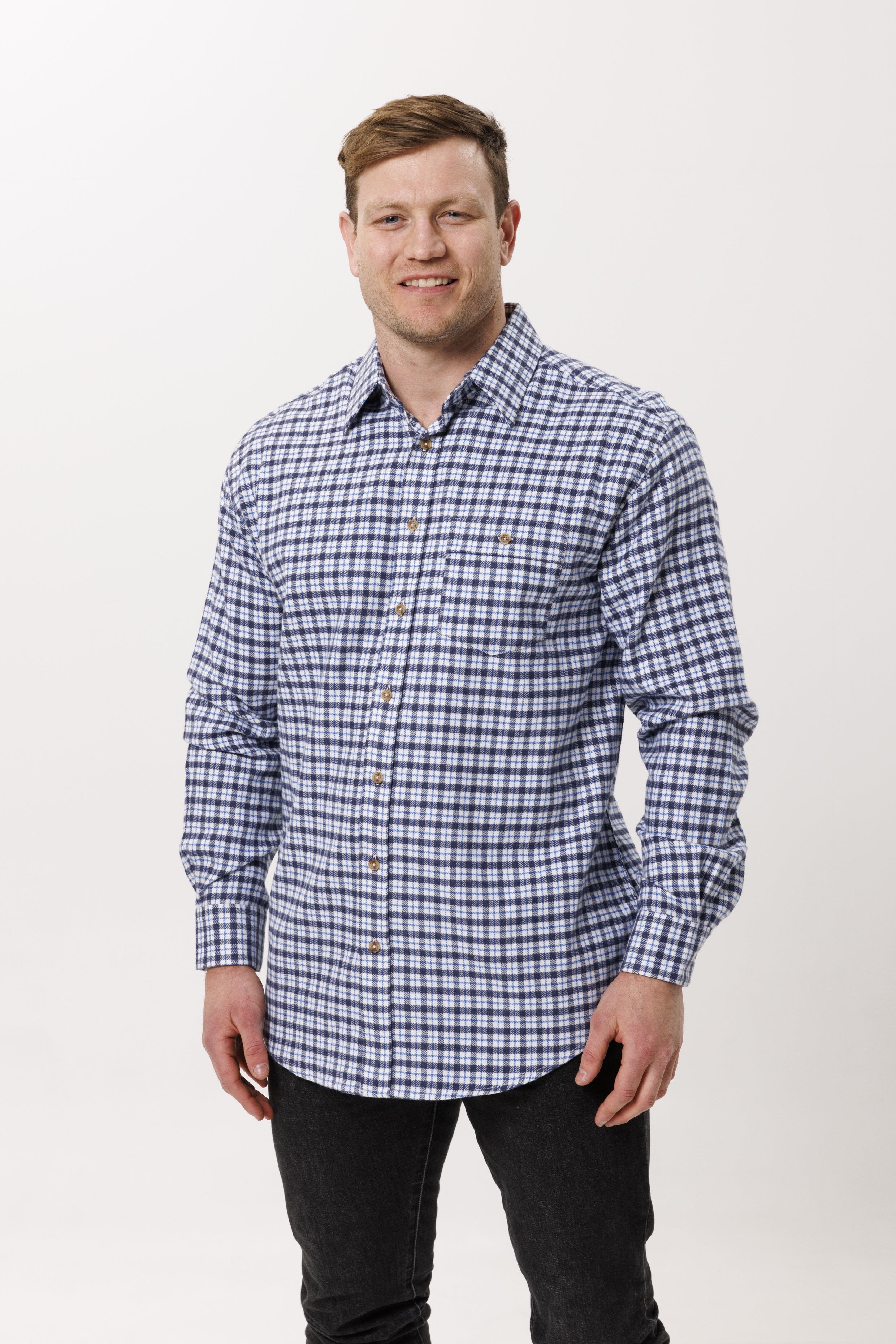 Vonnella Long Sleeve Shirt : Thick Check - Blue