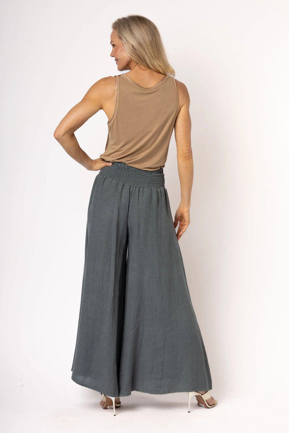 Diana Linen Pant - Gum Leaf