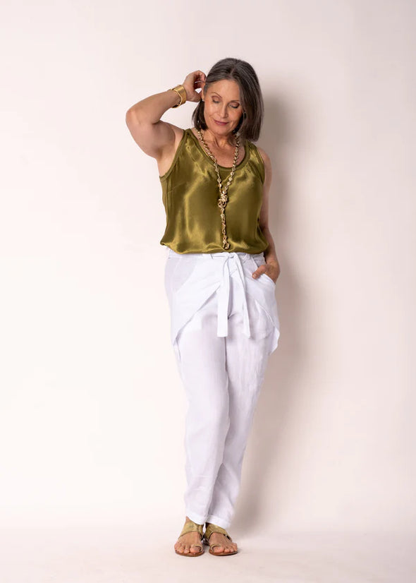 Cosima Linen Pant in White
