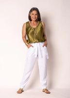 Cosima Linen Pant in White