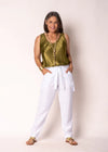 Cosima Linen Pant in White