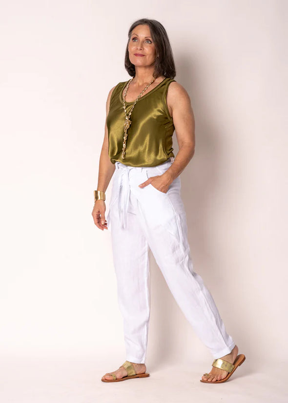 Cosima Linen Pant in White