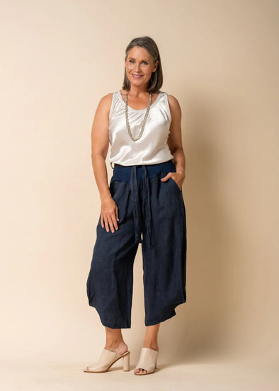 Addison Linen Pants in Navy