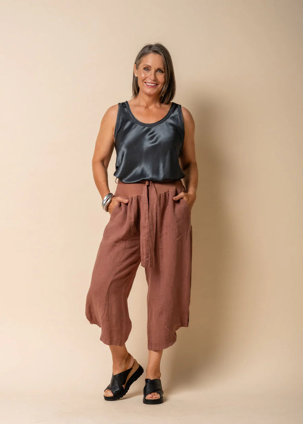 Addison Linen Pants in Nutmeg