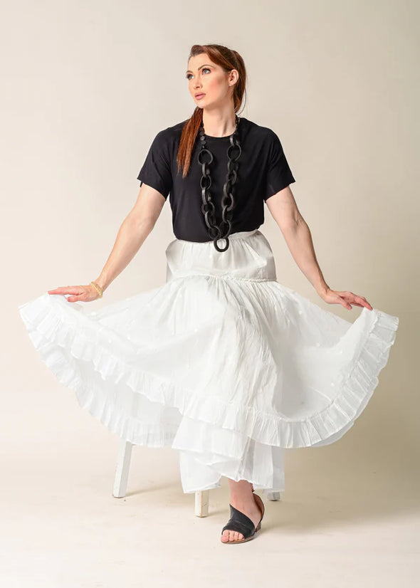 Aurelia Organza Embroidered Skirt in Cream