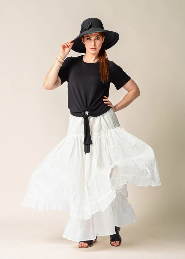 Aurelia Organza Embroidered Skirt in Cream