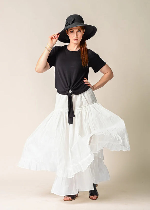 Aurelia Organza Embroidered Skirt in Cream