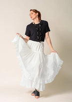 Aurelia Organza Embroidered Skirt in Cream