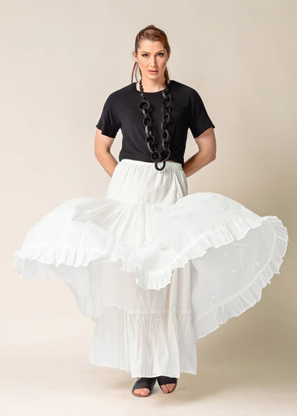 Aurelia Organza Embroidered Skirt in Cream