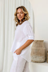 Colazione Linen Top in White