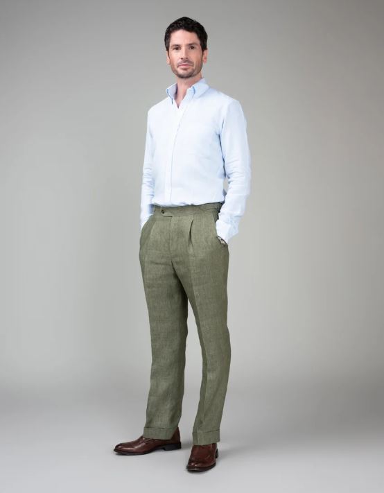 Rembrandt Evans Linen Trouser - Sage Green
