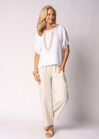 Solene Linen Top in White