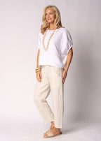 Solene Linen Top in White