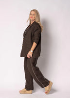 Liza Linen Jacket in Chocolate Truffle