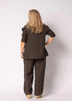 Liza Linen Jacket in Chocolate Truffle