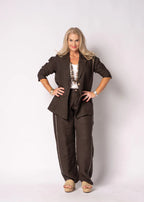 Liza Linen Jacket in Chocolate Truffle
