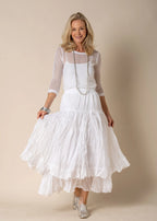 Aurelia Organza Embroidered Skirt in Cream