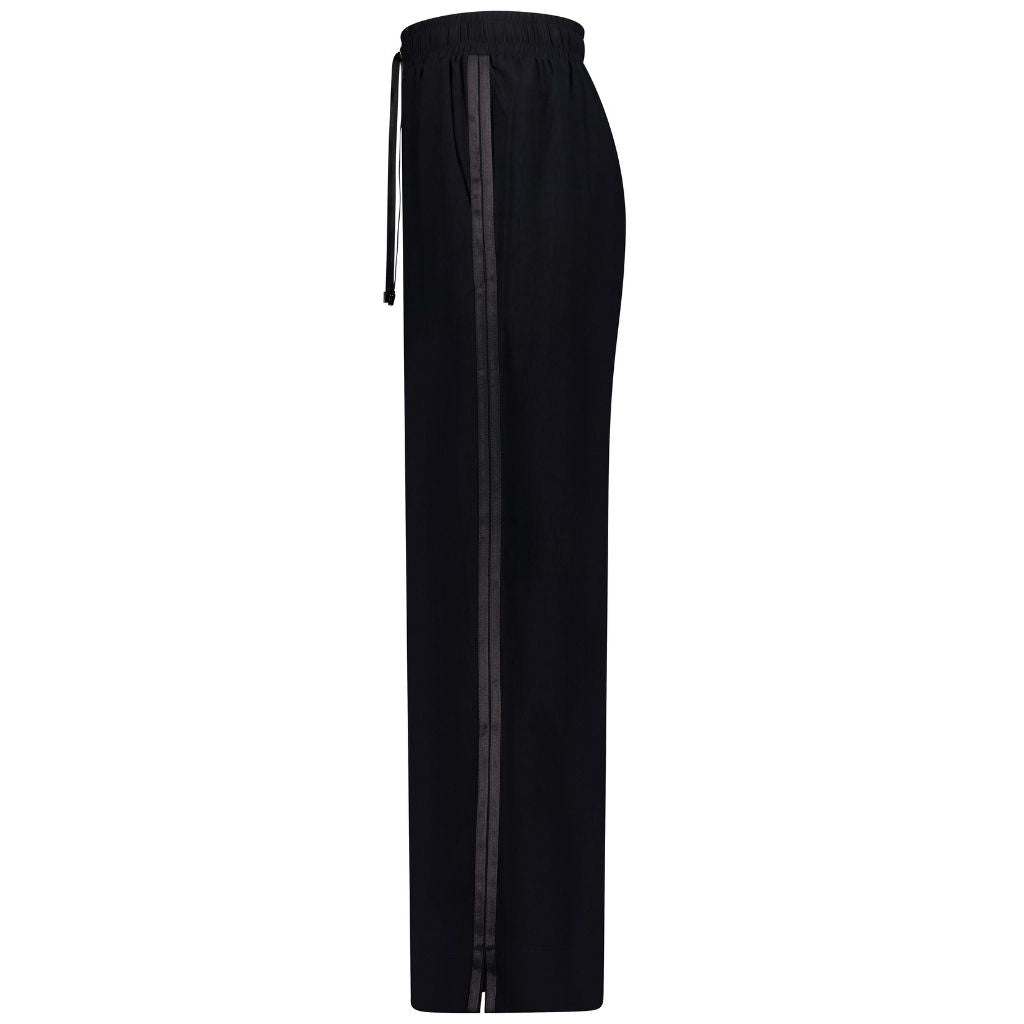 Moke: Indiana Wide Leg Pant - Black & Black Satin