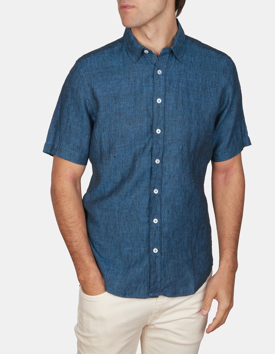 Abelard Short Sleeve Pure Linen Shirt - Ink