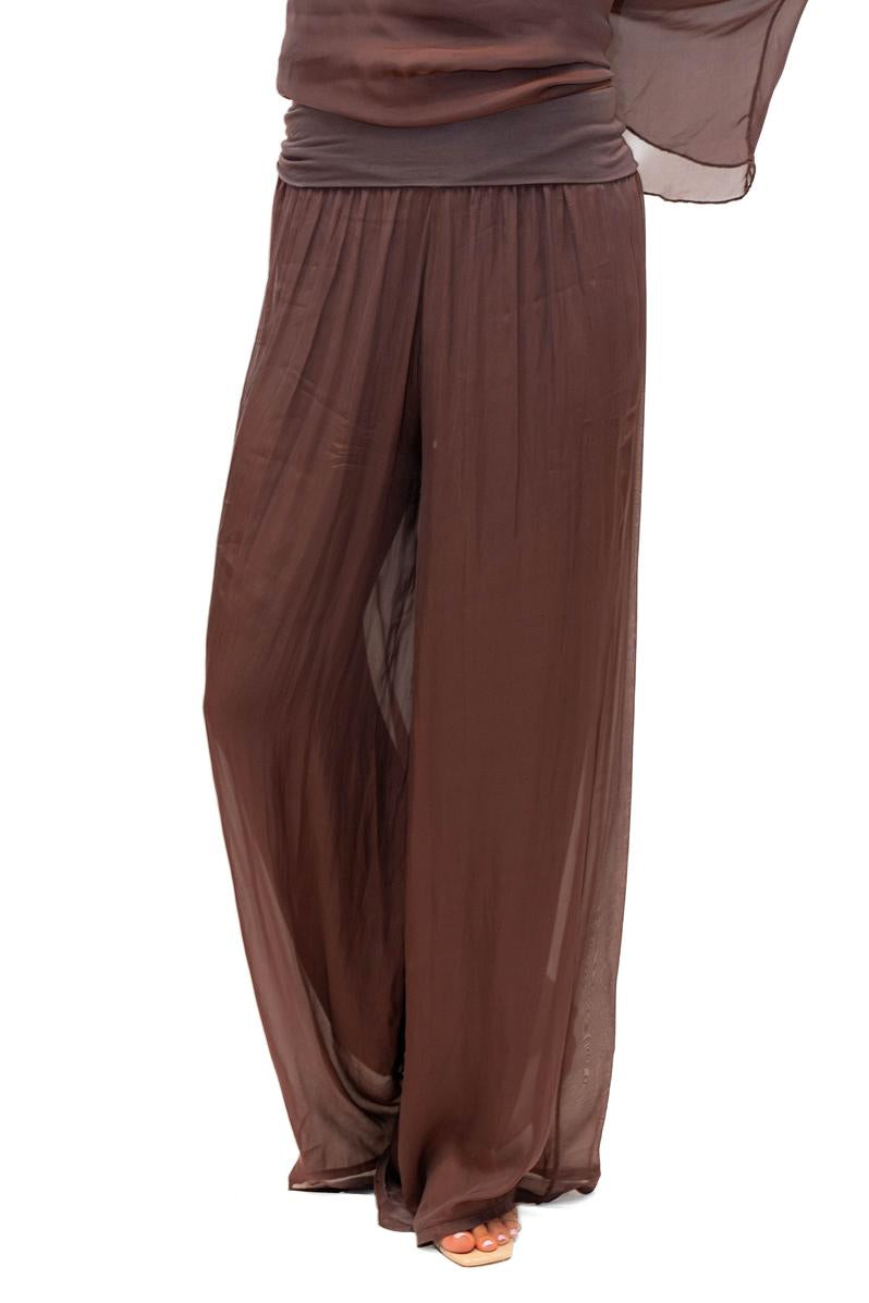 The Italian Closet: Adeline Silk Pant- Choc