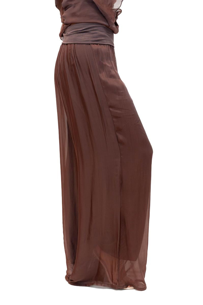 The Italian Closet: Adeline Silk Pant- Choc