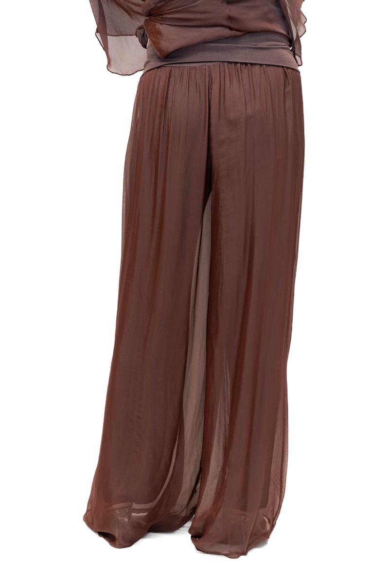 The Italian Closet: Adeline Silk Pant- Choc