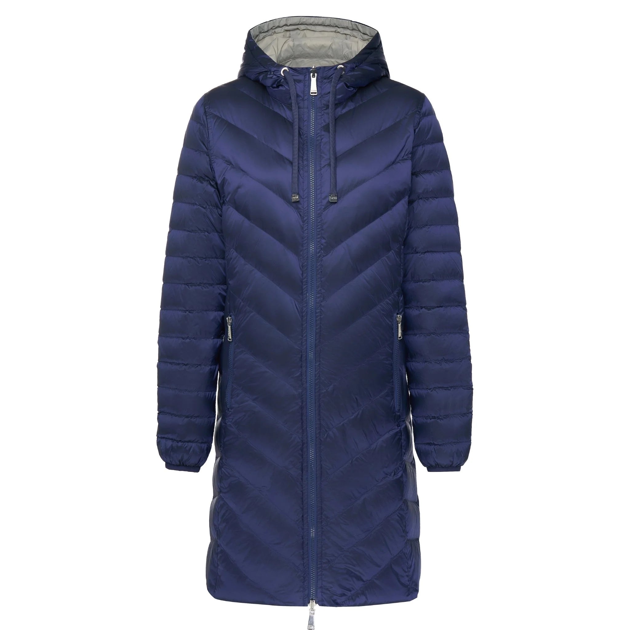 Moke: Arnie 90/10 Reversible Down Coat - Moonlight & Silver