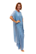 The Italian Closet: Avida Split Silk Top - Denim Blue