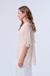 The Italian Closet: Bowtiful Silk batwing with bow back - Beige