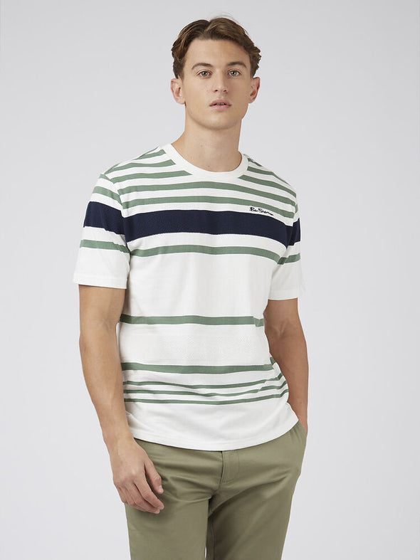 Ben Sherman Engineered Stripe Tee - Snow White