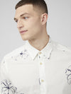 Ben Sherman Short Sleeve Shirt: Linear Floral Print - Snow White