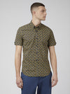 Ben Sherman Short Sleeve Shirt: Geo Print - Lemon