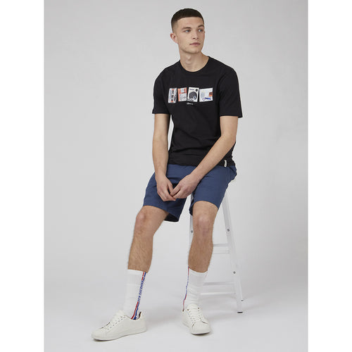 Ben Sherman Cotton & Linen Shorts - Blue Denim