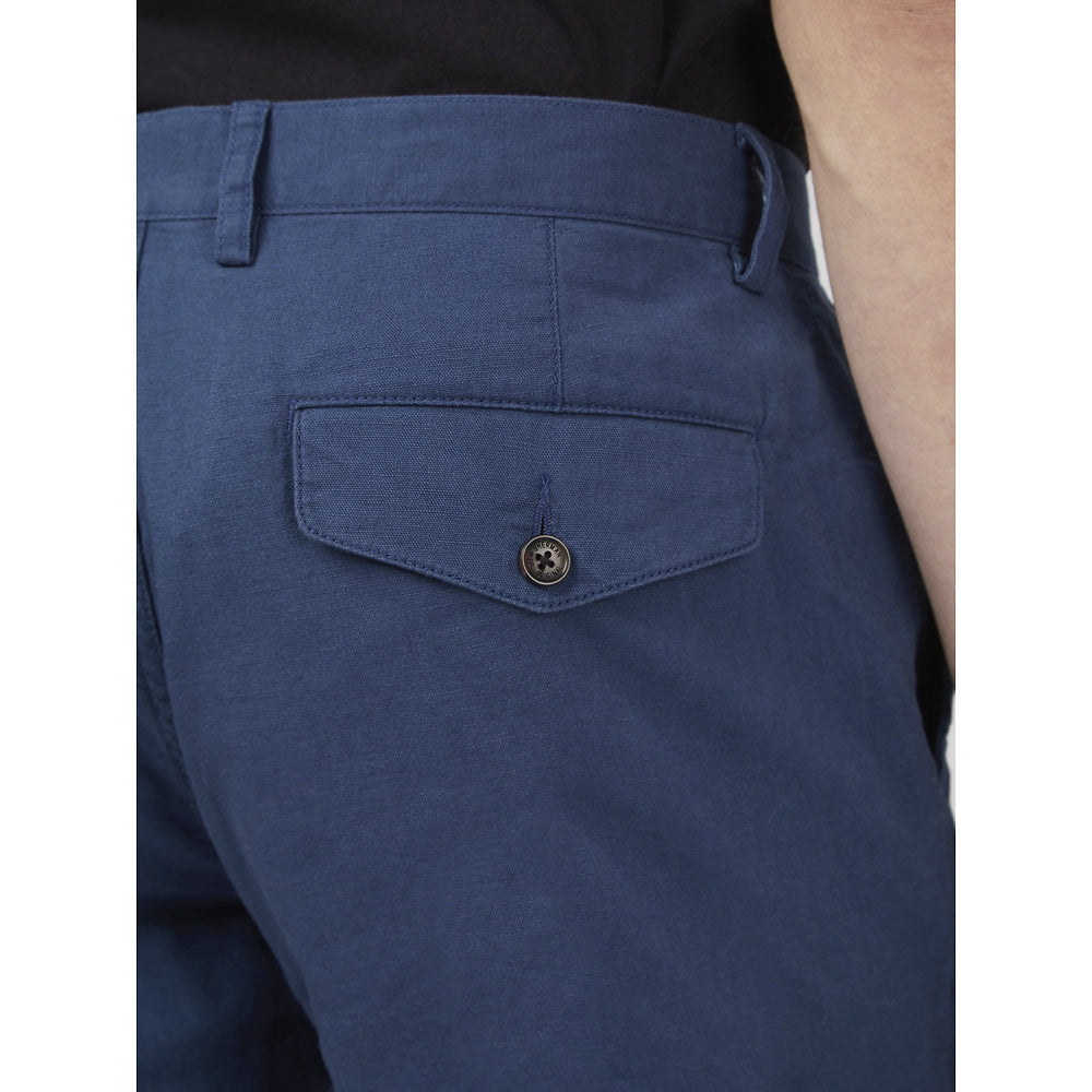 Ben Sherman Cotton & Linen Shorts - Blue Denim