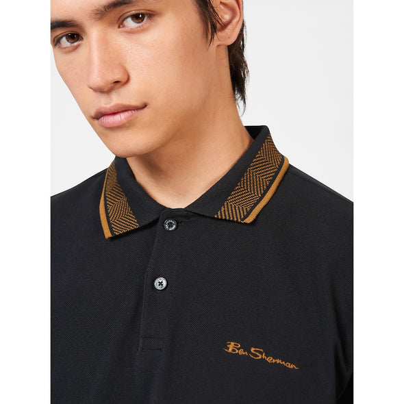 Ben Sherman Polo: Collar Interest - Black